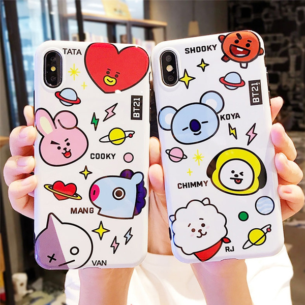 Korean Fashion BT21 Cute Silicone Mobile Phone Case Suitable for