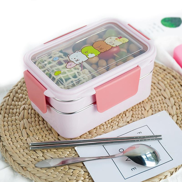 Stainless Steel Lunch Box Double Two Layer Kids Tiffin Box For School Use