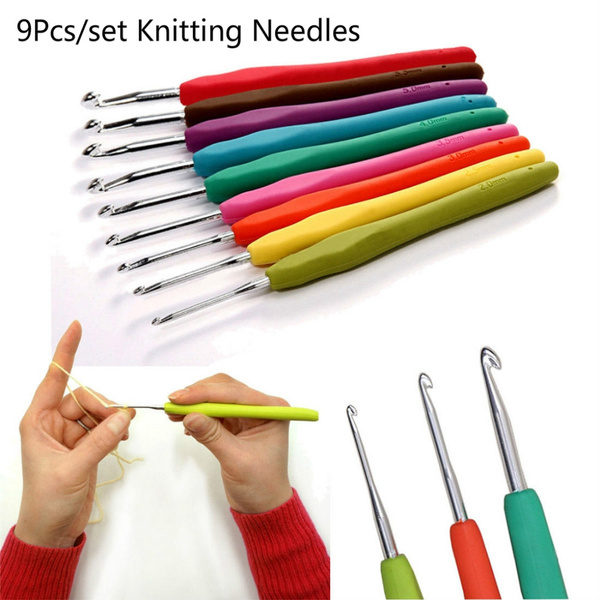 1PC Cute Crochet Hooks Soft Handle Ergonomic Grip Flower Crochet Needles  2.25-10MM Ergonomic Grip Knitting Needles Sewing Tools