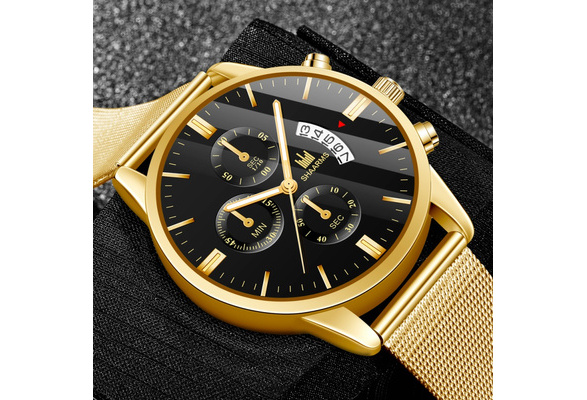 SHAARMS Montre Homme Modern Men Watch Fashion Gold Quartz