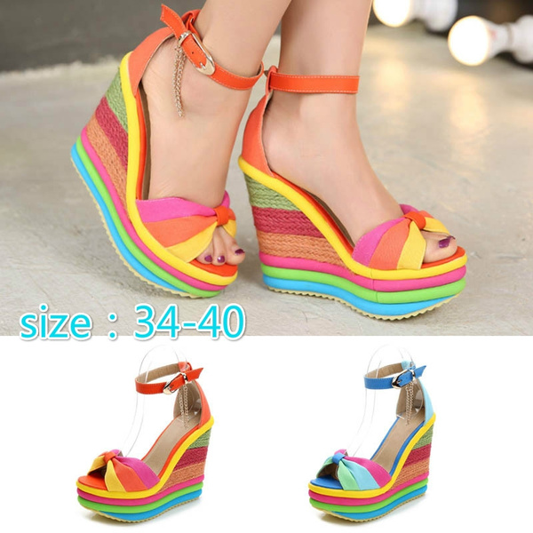 rainbow wedge shoes