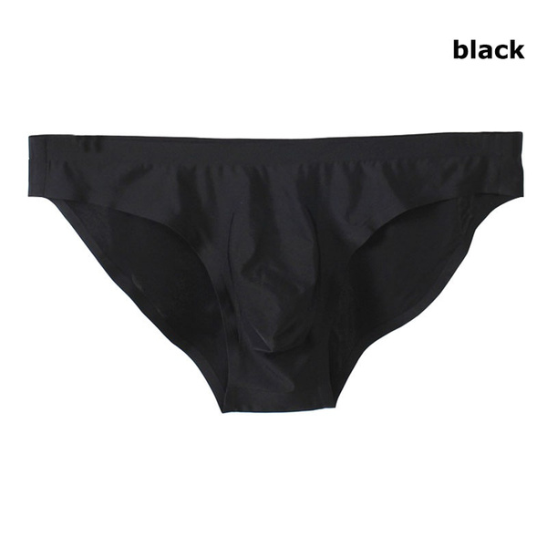 Men Elastic Seamless Underpants Breathable Briefs Ice Silk Low Waist Underwear