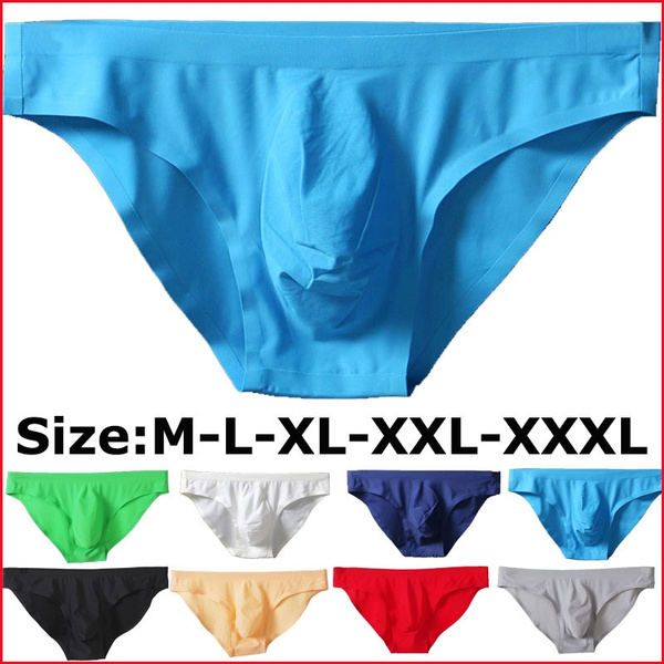 Mens Elastic Seamless Underpants Ultra-Thin Breathable Briefs Ice Silk  Seamless Low Waist Soft Underwear
