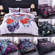 King, Flowers, skull, quiltcover