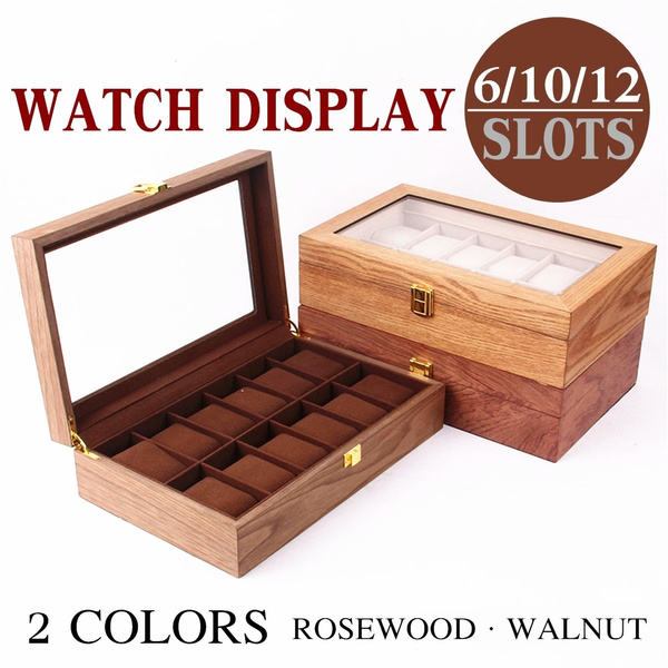 6 10 12 Slots Wood Watch Box Case Coffee Watch Storage Case Holder Wooden Jewelry Gift Display Boxes Case