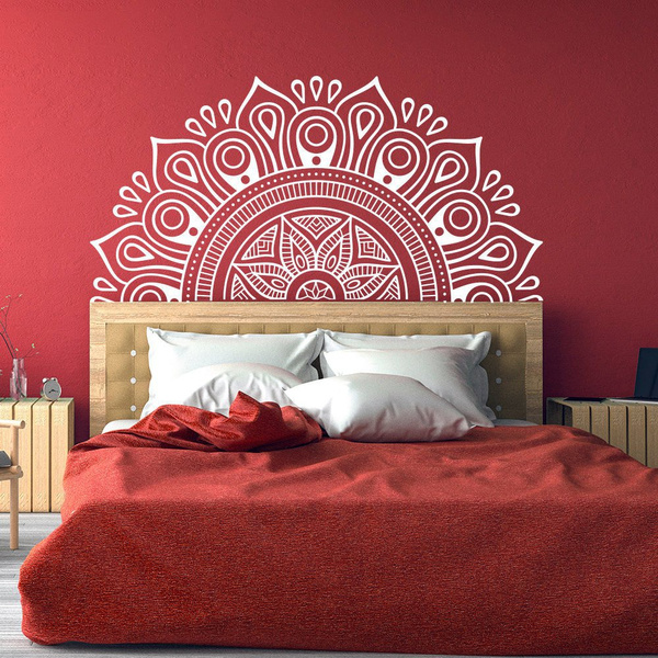 Half Mandala Headboard Wall Decal Lotus Flower Mandala Zen Decor Decals