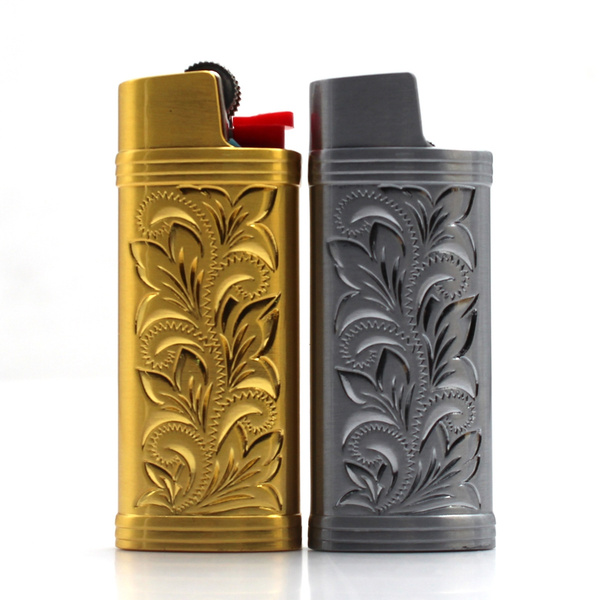 Metal Lighter Case Cover Holder Sleeve Vintage Floral For Mini BIC Lighter  J5