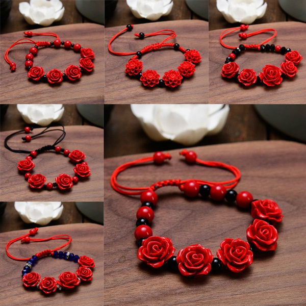 1pc Red Rose & Pearl Flower Bracelet For Women, French Style, Ins, Unique  Design, Best Friend Gift | SHEIN South Africa