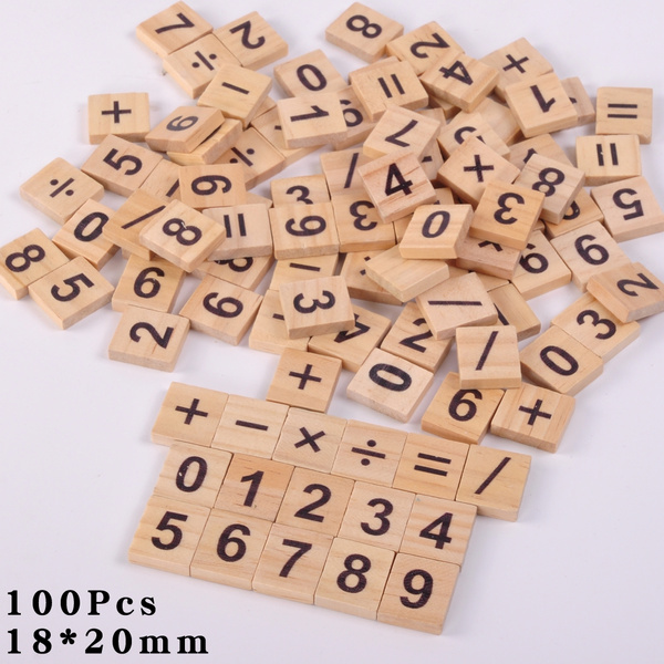 100Pcs Wood Scrabble Tiles Numbers Scrabbles Craft 20*18MM | Wish