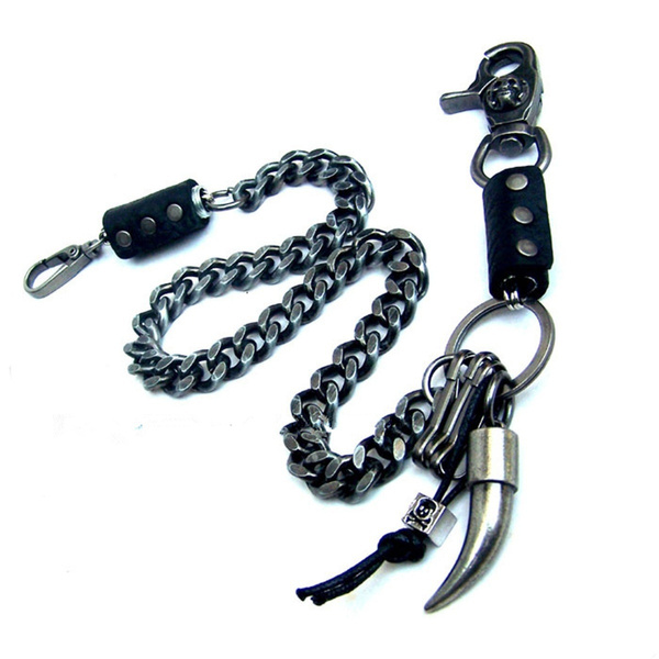 Skull Ox Horn Bullet Wallet Chains Biker Trucker Punk Rock Simple Jean Key  Chain 