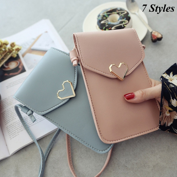 Women Bag For Phone Transparent 2019 Women Coin Purse Cross Shoulder Bag Girls Cute Phone Bag Mini Heart Type Hasp Mobile Pouch