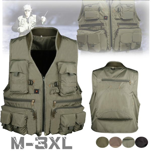 Waterproof multi-pocket vest new fishing vest outdoor hiking hunting ...