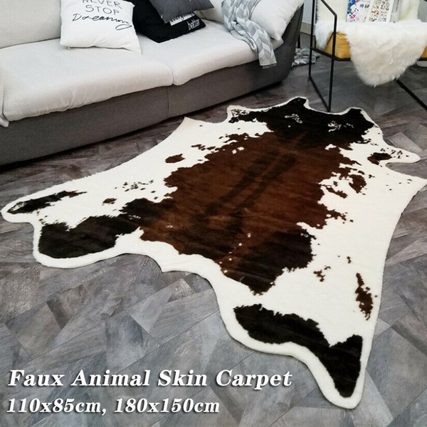 Soft Faux Fur Bedroom Fake Cow Animal Skin Print Design Skin Rugs Rug Mat  Carpet | Wish