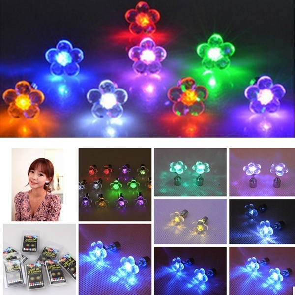 Fashion Light Up LED Bling 1Pair Ear Studs Earrings Accessories for Dance Party