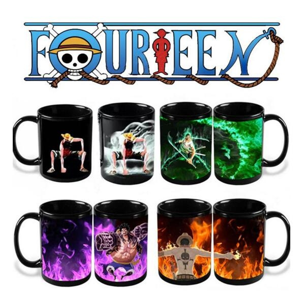 Anime Coffee Cup Mug One Piece Luffy Zoro Ace Hot Changing Color
