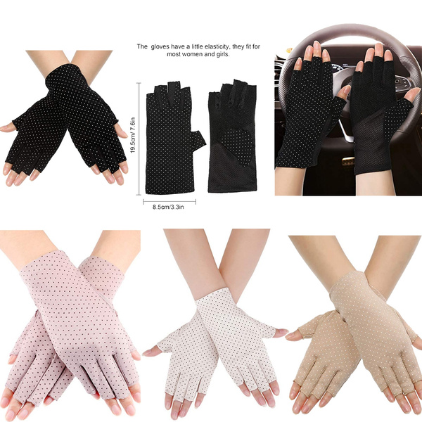 Sunblock Fingerless Gloves Non-slip UV Protection Driving Gloves Summer  Outdoor Gloves for Women and Girls Women's Cold Weather Mittens fingerless gloves  uv protection Women's Cold Weather Mittens driving gloves women