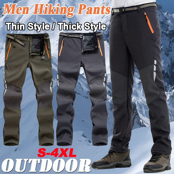 Men Outdoor Hiking Trousers Warm Fleece Thick Fishing Trekking Pants Waterproof 