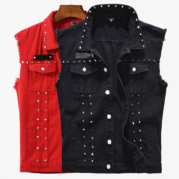 Mens studded hot sale jean jacket