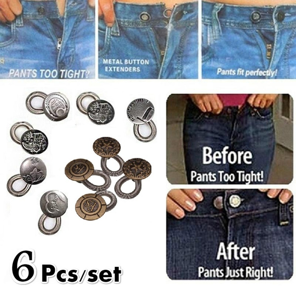 Jeans Pants Instant Fix Expanders Waist Extender Metal Buttons