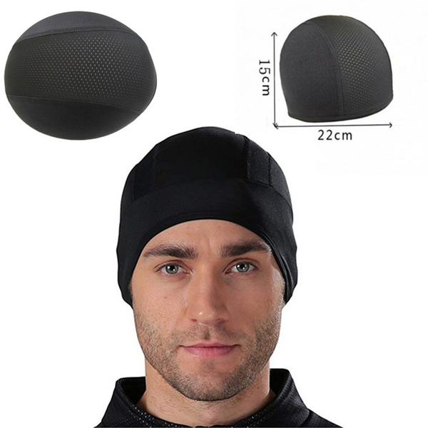 1Pc Black Cycling Skull Cap Liner Running Retention and Moisture