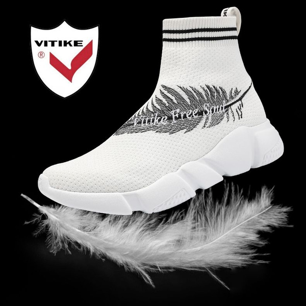 Running Shoes Fashion Breathable Sneakers Air Cushion Athletic Socks Shoes Knit Pattern Mesh Lightweight Gym Casual Shoes Womens/Boys/Girls 