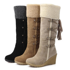wedge, Fashion, long boots, Womens Shoes