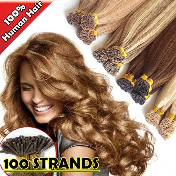 100 Strands Pack I Tip Remy Human Hair Extensions Pre Bonded