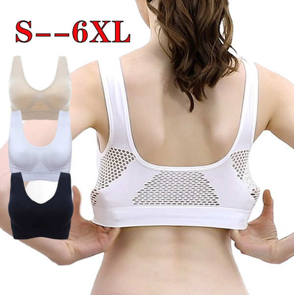 Women's Plus Size Sports Bras Sexy Hollow Out Lace Wireless Bralettes  Fashion Seamless Gathering Breathable Underwear