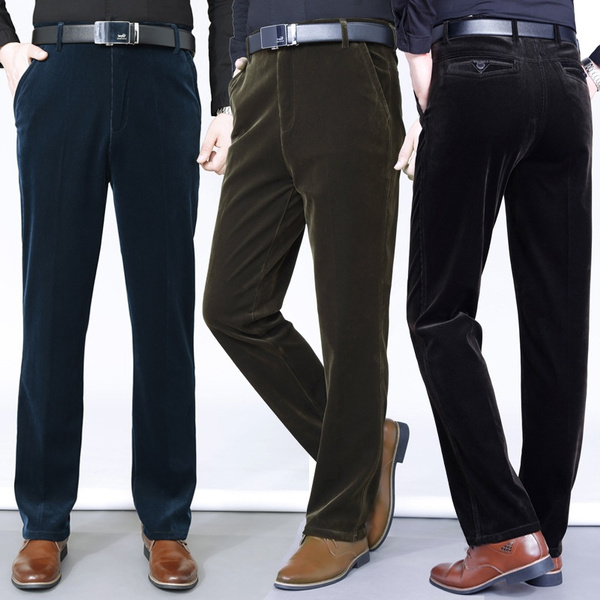 shelikes Mens Cord Corduroy Casual Cotton Classic Formal Smart Pants Trousers Big Size 30-50 