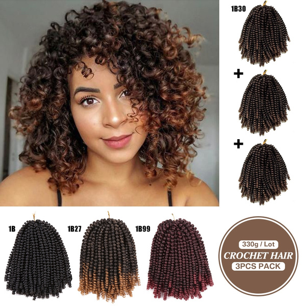 Fluffy Spring Twist Crochet Braids Hair Extensions Women Add