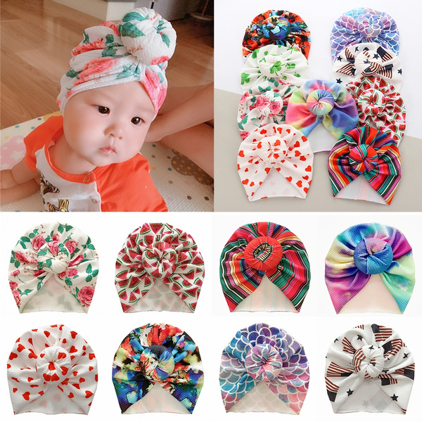 Hair Accessories Cute Baby Hat Infant Beanies Kids Headwear Corn Knot Turban