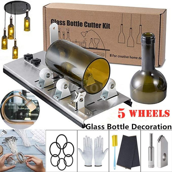 DIY Glass Bottle Cutter Adjustable Sizes Metal Glassbottle Cut Machine for  Crafting Wine Bottles Household Creative Decorations Cutting Tool(5 Wheels)