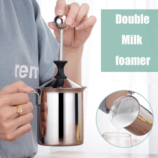 Stainless Steel Manual Double Mesh Milk Frother Foam Maker Coffee