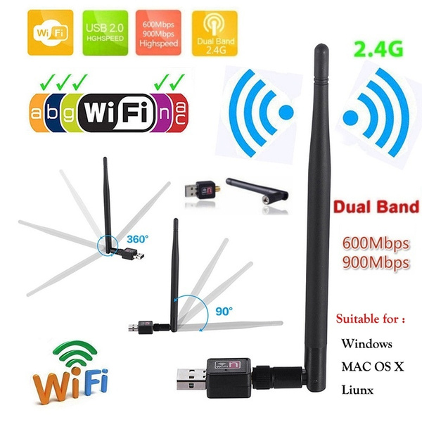 600Mbps Wireless USB WiFi Adapter Dongle Network LAN Card 802.11b/g/n w/ Antenna 