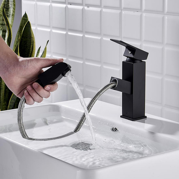 Faucet Design Chrome Black Basin, Bathroom Faucets That Pull Out