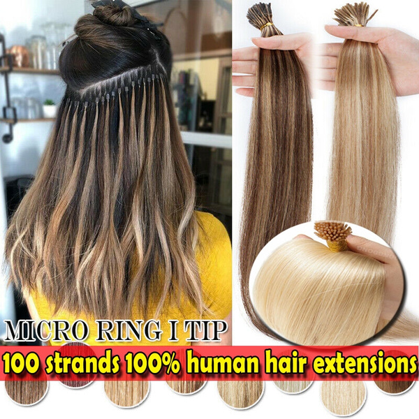 100 Strands Human Hair Extensions Pre Bonded I Tip Hair Extensions Cold  Fusion Stick Tip Human Hair Extensions Straight Hair | Wish
