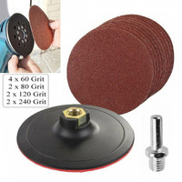 10pcs New Hook & Loop 125mm Sanding Discs with Backing Pad & Drill ...