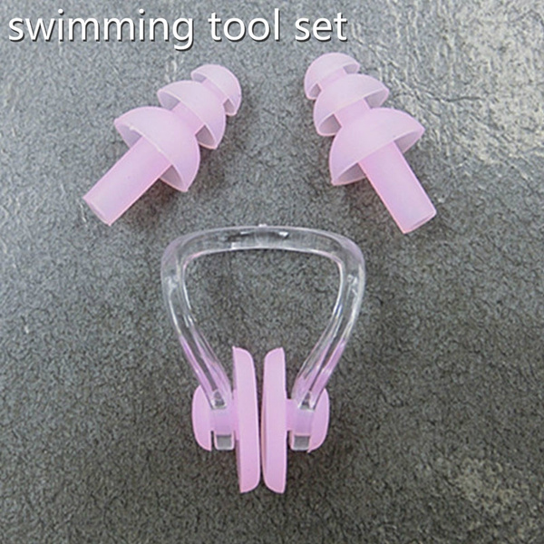 1 set waterproof soft silicone swimming set nose clip ear plug earplug tool ESJB