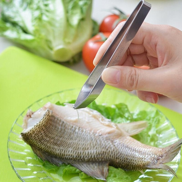 Steel Fish Bone Remover Fishbone Tweezers Tongs Practice Skin Removal Pliers  Pincer Seafood Tool -HXY