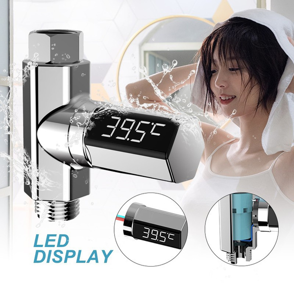 LED Digital Shower Temperature Display Water Thermometer Monitor Self