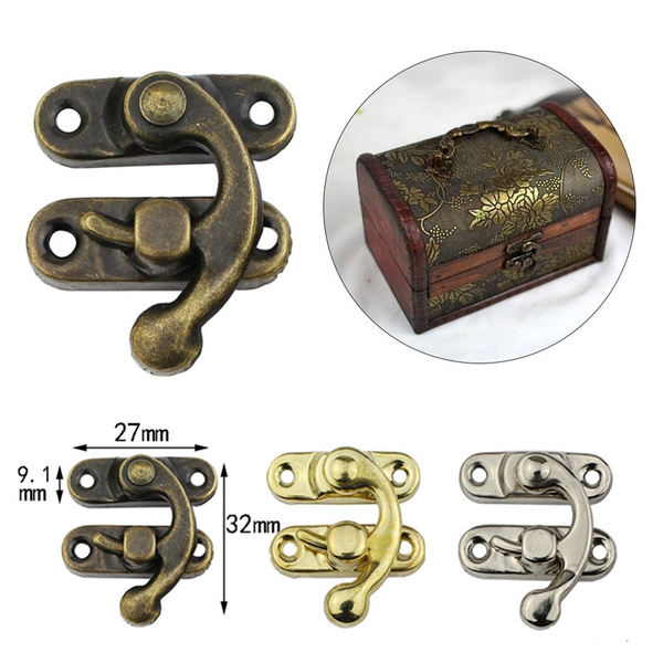 12X Padlock Hasp Hook Horns Antique Metal Jewelry Box Buckle Shackle Lock SP 