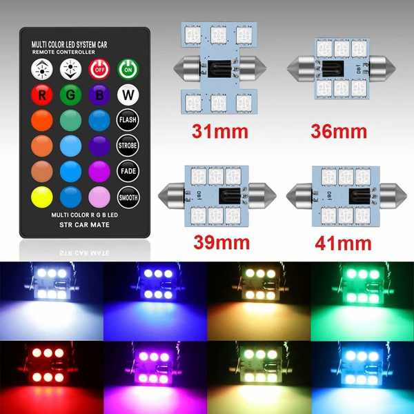 C5W LED 31mm 36mm 39mm 41mm C10W Festoon RGB LED Car Inteiror Bulb Dome  Light Reading Door Lamp 12V with Remote Control