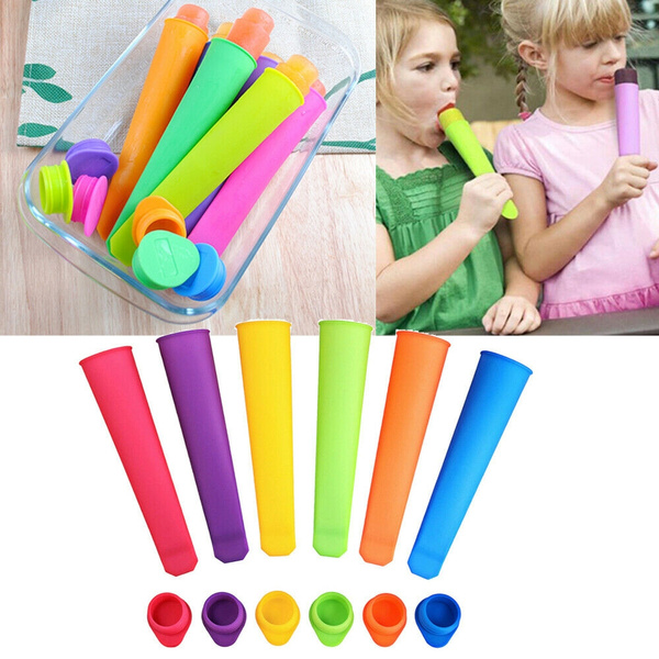 6X Silicone Push Up Stick Ice Cream Pop Yogurt Jelly Lolly Maker Mould ...