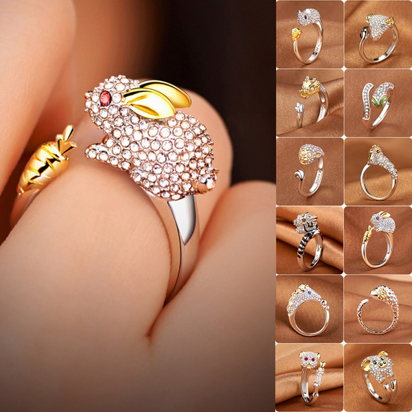 Animals Ring Lovely Piggy Golden Opening Ring, Fashion Rings