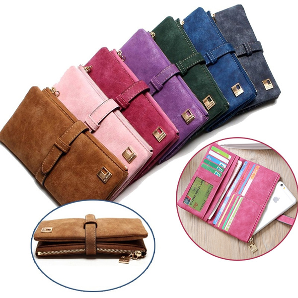 Genuine Leather Flower Designer Women’s Long Clutch Zipper Wallets Pink