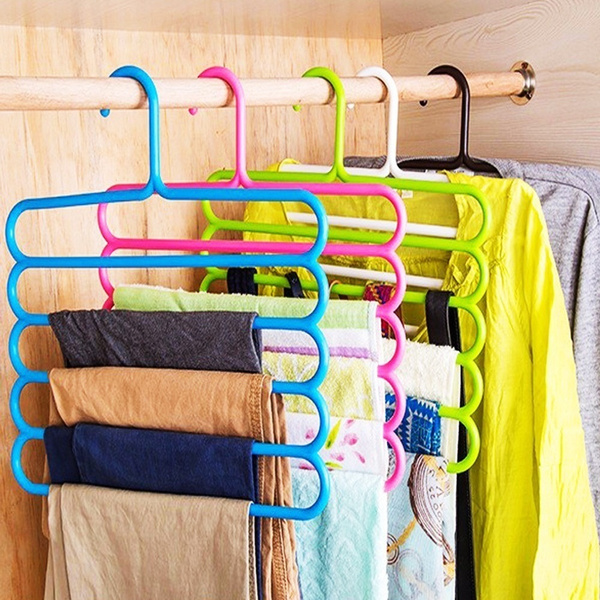 Hejia Pants Hangers,Save Space Hanger Multi-layer Storage Plastic Rack for pants,clothes 1pcs 