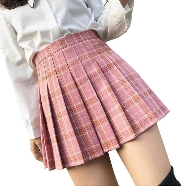 Plaid pleated 2024 skirt ladies