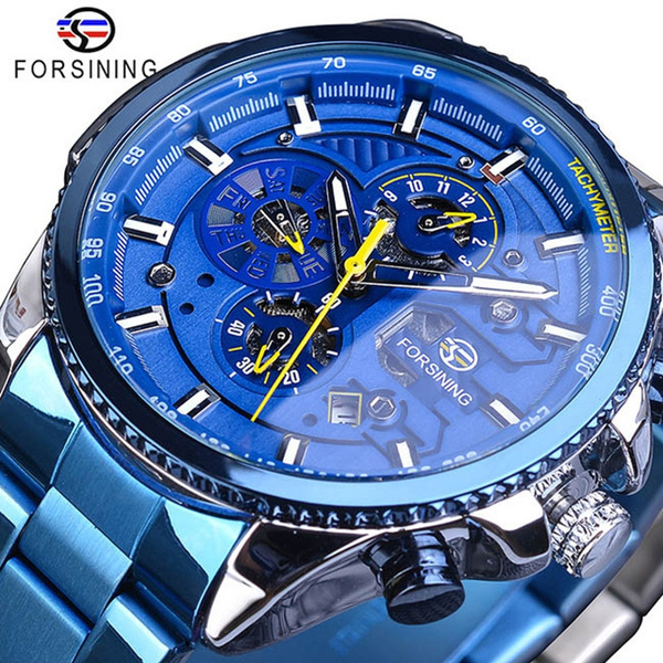 Blues, automaticmechanicalwatch, Fashion, Waterproof Watch