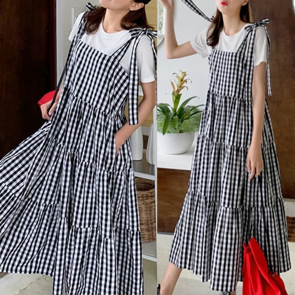 womens long pinafore dress