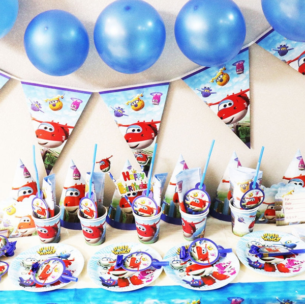 Set of 6 Super Wings Balloons Party Birthday Supplies 
